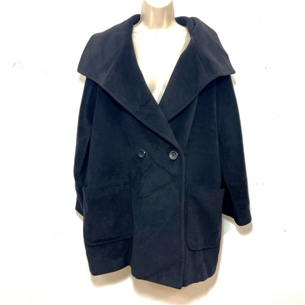 MaxMara oversized coat wool cashmere black  shawl collar size 4  fits S-M